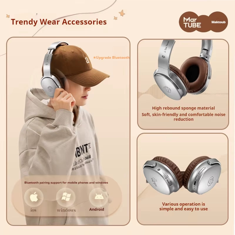 The Little Prince Head-Mounted Bluetooth Headset Foldable with Microphone High Sound Quality and Long Battery Life Headset Gift