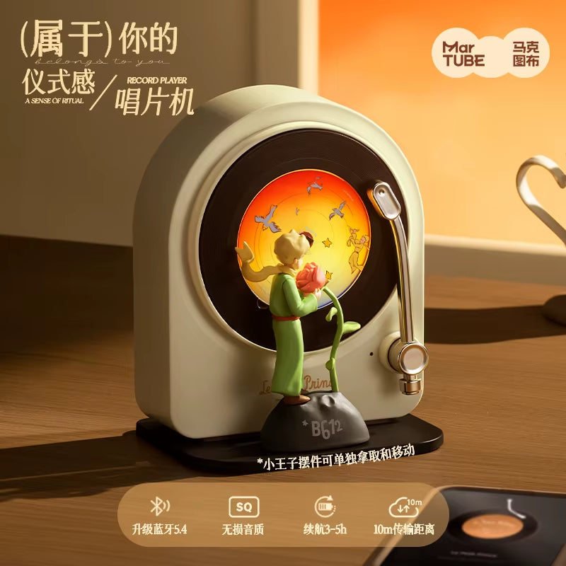 Cartoon Little Prince Record Player Bluetooth Speaker Small Audio Trend Toy Ornament Decorated Children Christmas Birthday Gift