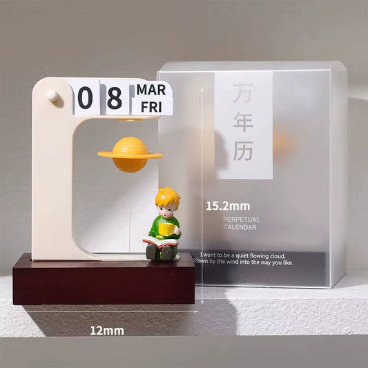 Magnetic Levitation Little Prince Perpetual Calendar Creative Desk Flip Calendar Home Office Decor Table Ornament Novelty Gift