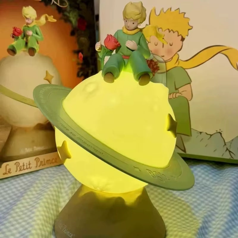 Anime the Little Prince Rose Planet Lights Bedroom Sleeping Rotate Atmosphere Lamp Cute Petit Prince Ornaments Gifts for Girls