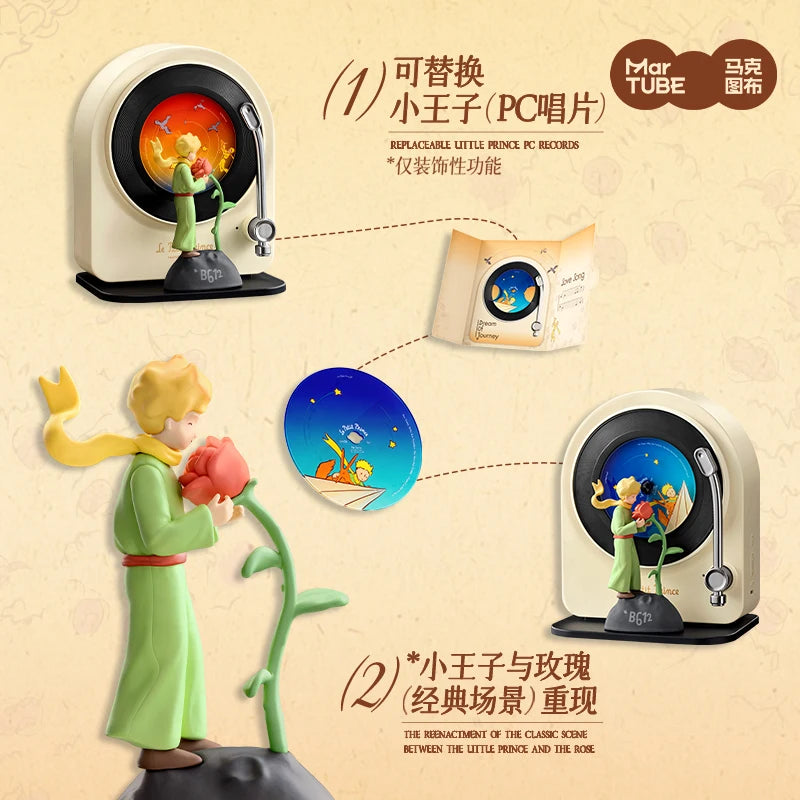Cartoon Little Prince Record Player Bluetooth Speaker Small Audio Trend Toy Ornament Decorated Children Christmas Birthday Gift