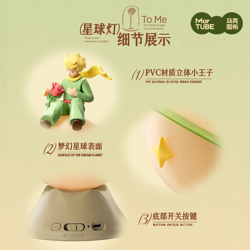 Anime the Little Prince Rose Planet Lights Bedroom Sleeping Rotate Atmosphere Lamp Cute Petit Prince Ornaments Gifts for Girls