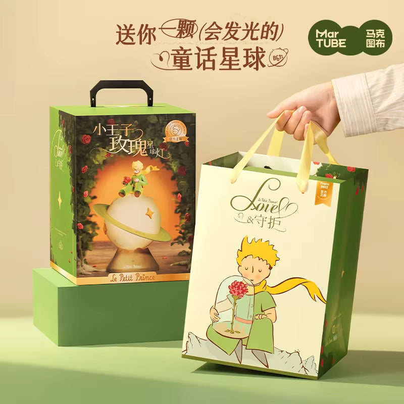 Anime the Little Prince Rose Planet Lights Bedroom Sleeping Rotate Atmosphere Lamp Cute Petit Prince Ornaments Gifts for Girls