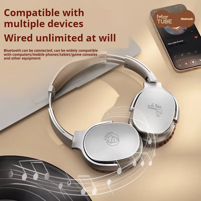 The Little Prince Head-Mounted Bluetooth Headset Foldable with Microphone High Sound Quality and Long Battery Life Headset Gift