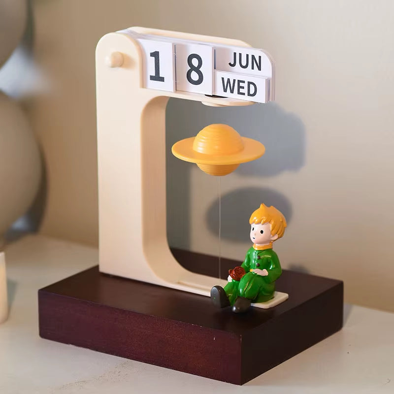 Magnetic Levitation Little Prince Perpetual Calendar Creative Desk Flip Calendar Home Office Decor Table Ornament Novelty Gift