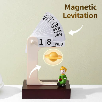 Magnetic Levitation Little Prince Perpetual Calendar Creative Desk Flip Calendar Home Office Decor Table Ornament Novelty Gift