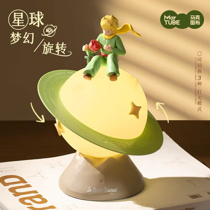 Anime the Little Prince Rose Planet Lights Bedroom Sleeping Rotate Atmosphere Lamp Cute Petit Prince Ornaments Gifts for Girls