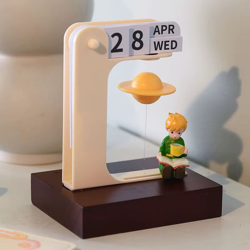 Magnetic Levitation Little Prince Perpetual Calendar Creative Desk Flip Calendar Home Office Decor Table Ornament Novelty Gift