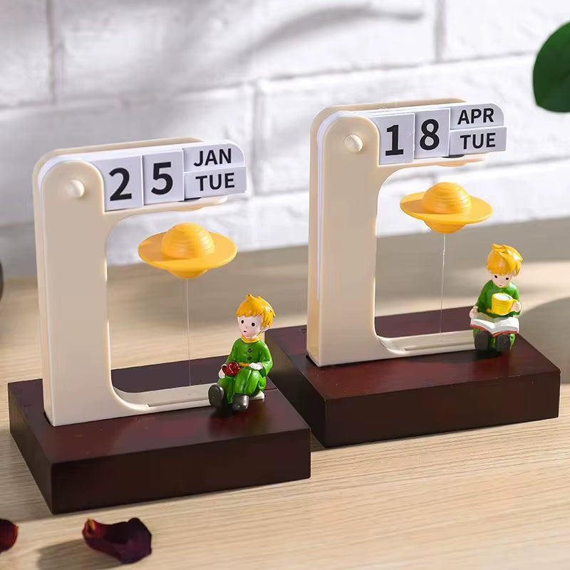 Magnetic Levitation Little Prince Perpetual Calendar Creative Desk Flip Calendar Home Office Decor Table Ornament Novelty Gift