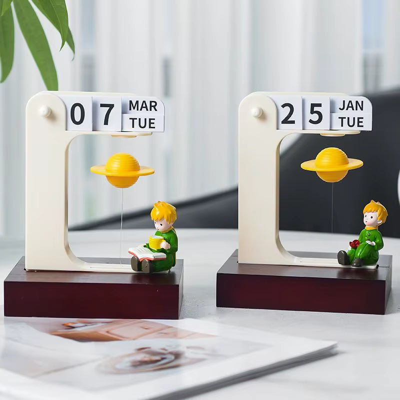 Magnetic Levitation Little Prince Perpetual Calendar Creative Desk Flip Calendar Home Office Decor Table Ornament Novelty Gift